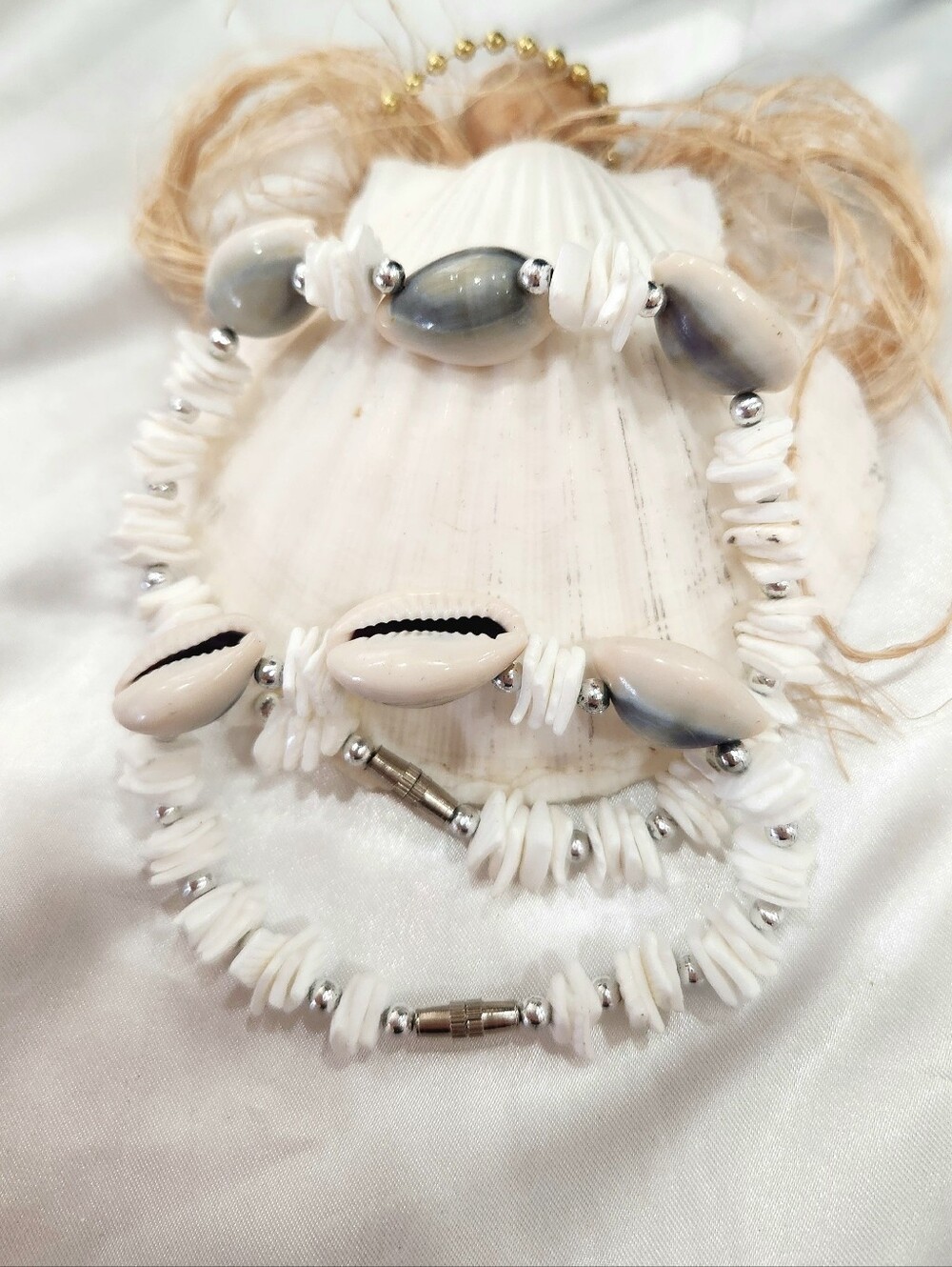 Cowrie & Shell Anklet and Bracelet Set